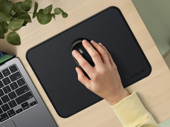 Tapis de souris Premium en cuir végan Noir