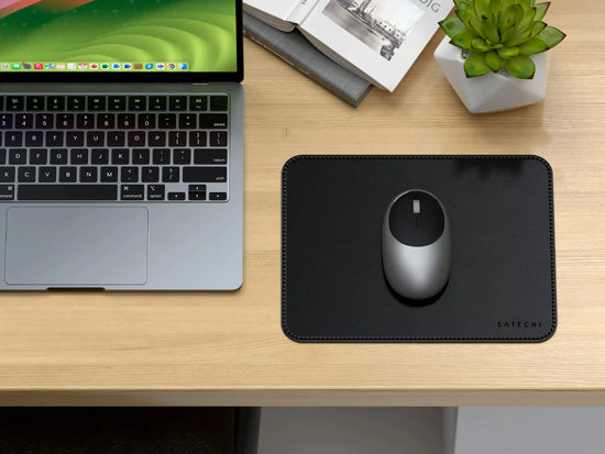 Tapis de souris Premium en cuir végan Noir