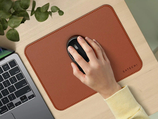 Tapis de souris Premium en cuir végan Marron