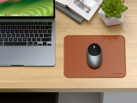 Tapis de souris Premium en cuir végan Marron