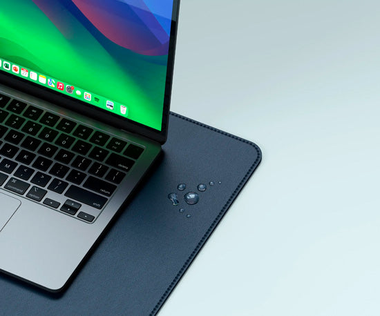Tapis de bureau Premium en cuir végan Bleu