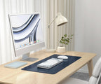 Tapis de bureau Premium en cuir végan Bleu