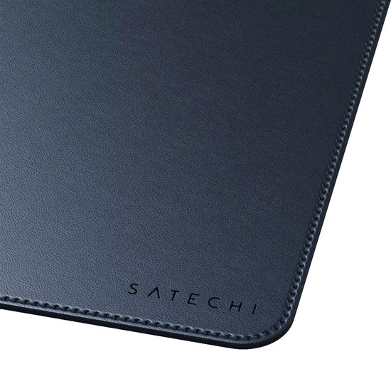 Tapis de bureau Premium en cuir végan Bleu