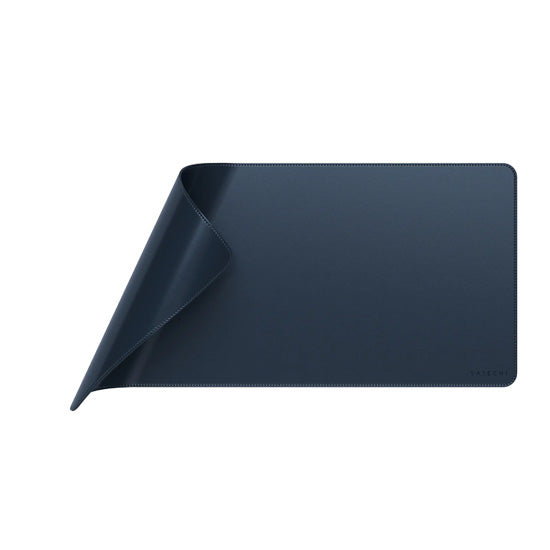 Tapis de bureau Premium en cuir végan Bleu