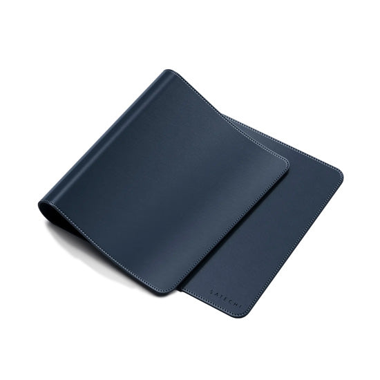 Tapis de bureau Premium en cuir végan Bleu