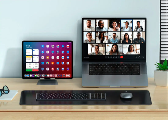 Tapis de bureau Premium en cuir végan Noir