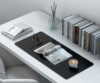 Tapis de bureau Premium en cuir végan Noir