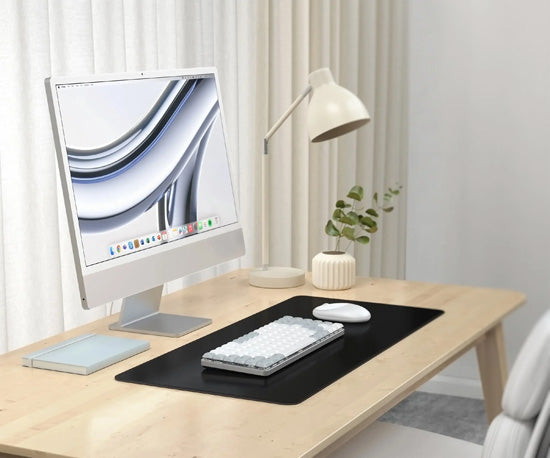 Tapis de bureau Premium en cuir végan Noir