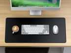 Tapis de bureau Premium en cuir végan Noir
