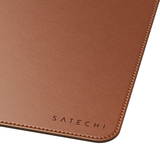 Tapis de bureau Premium en cuir végan Marron