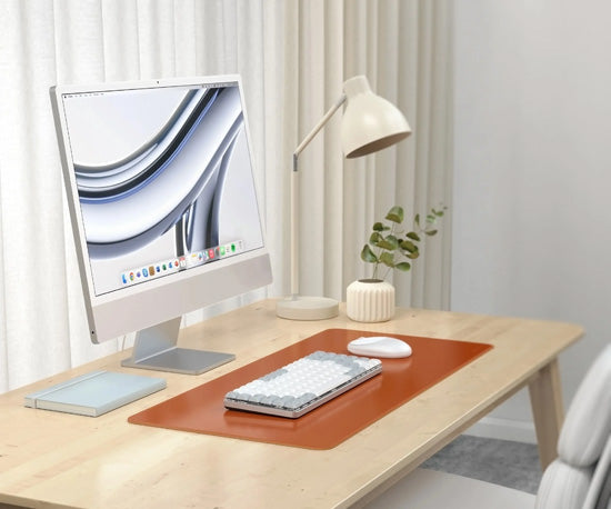 Tapis de bureau Premium en cuir végan Marron