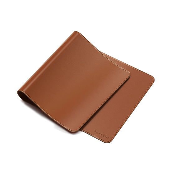 Tapis de bureau Premium en cuir végan Marron