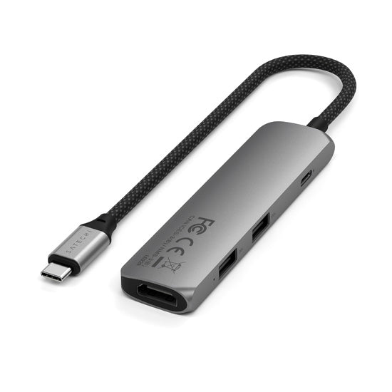Adaptateur multiport USB-C Slim 4-en-1 4K Space Gray