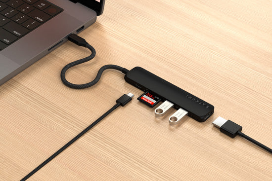 Adaptateur multiport USB-C Slim 6-en-1 Noir