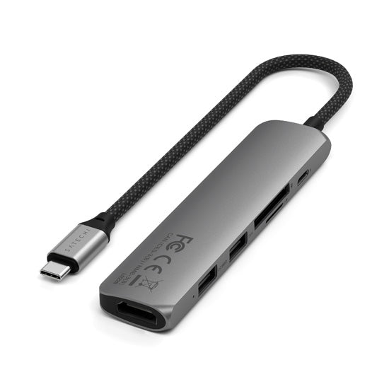 Adaptateur multiport USB-C Slim 6-en-1 Space Gray