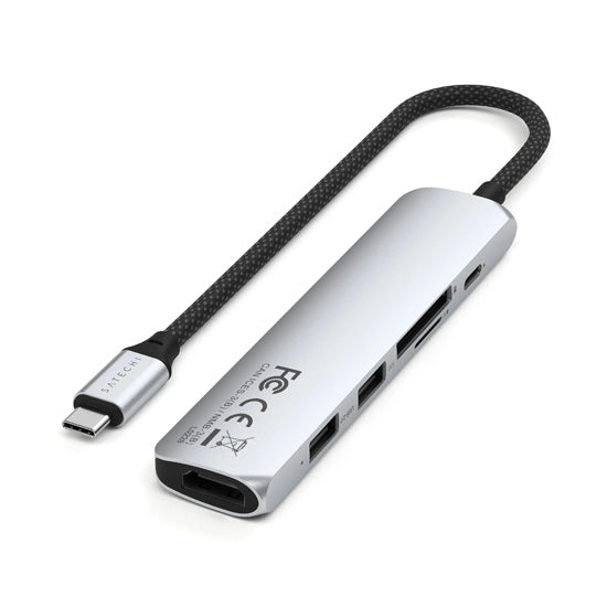 Adaptateur multiport USB-C Slim 6-en-1 Silver