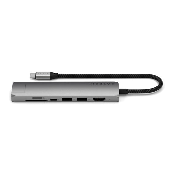 Adaptateur multiport USB-C Slim 7-en-1 avec Ethernet Space Gray
