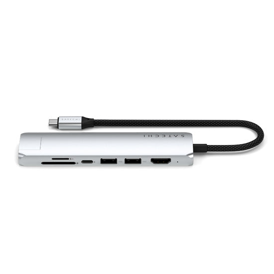 Adaptateur multiport USB-C Slim 7-en-1 avec Ethernet Silver