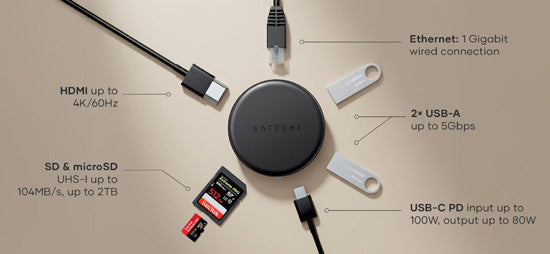Adaptateur multiport OntheGo™ 7-en-1 Noir