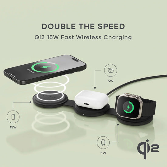 Chargeur sans fil OnTheGo 3-en-1 Rose