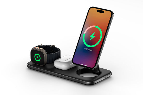 Station de charge sans fil Qi2 TRIO Noir