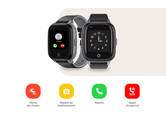 Montre Connectée pour SENIOR avec GPS Black/Silver