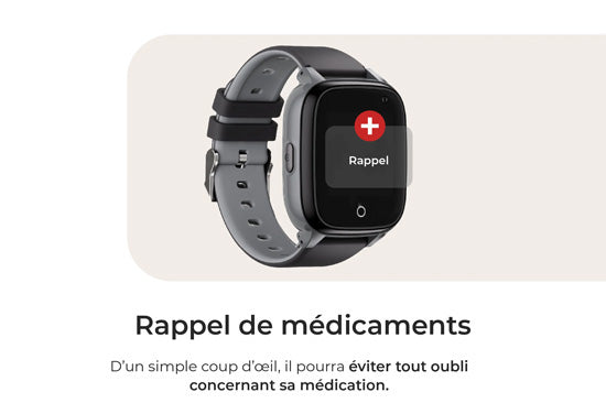 Montre Connectée pour SENIOR avec GPS Black/Silver