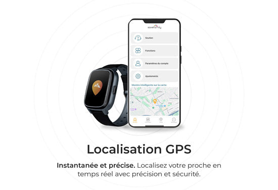 Montre Connectée pour SENIOR avec GPS Black/Silver