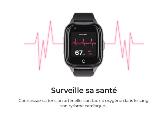 Montre Connectée pour SENIOR avec GPS Black/Silver