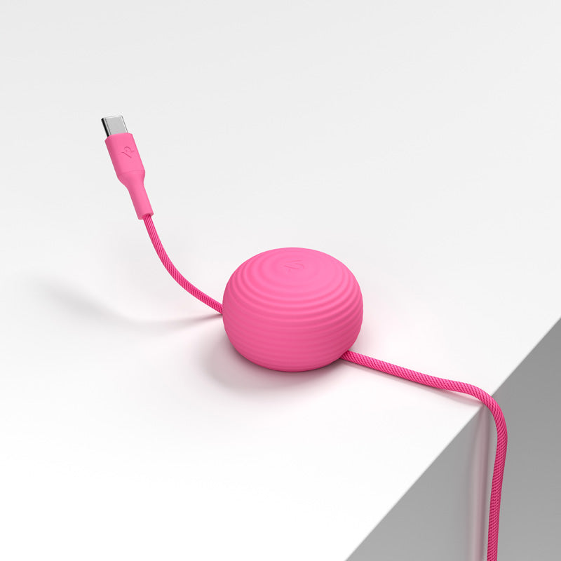 Câble CableStay USB-C (1,5 m) avec base lestée Fuchsia
