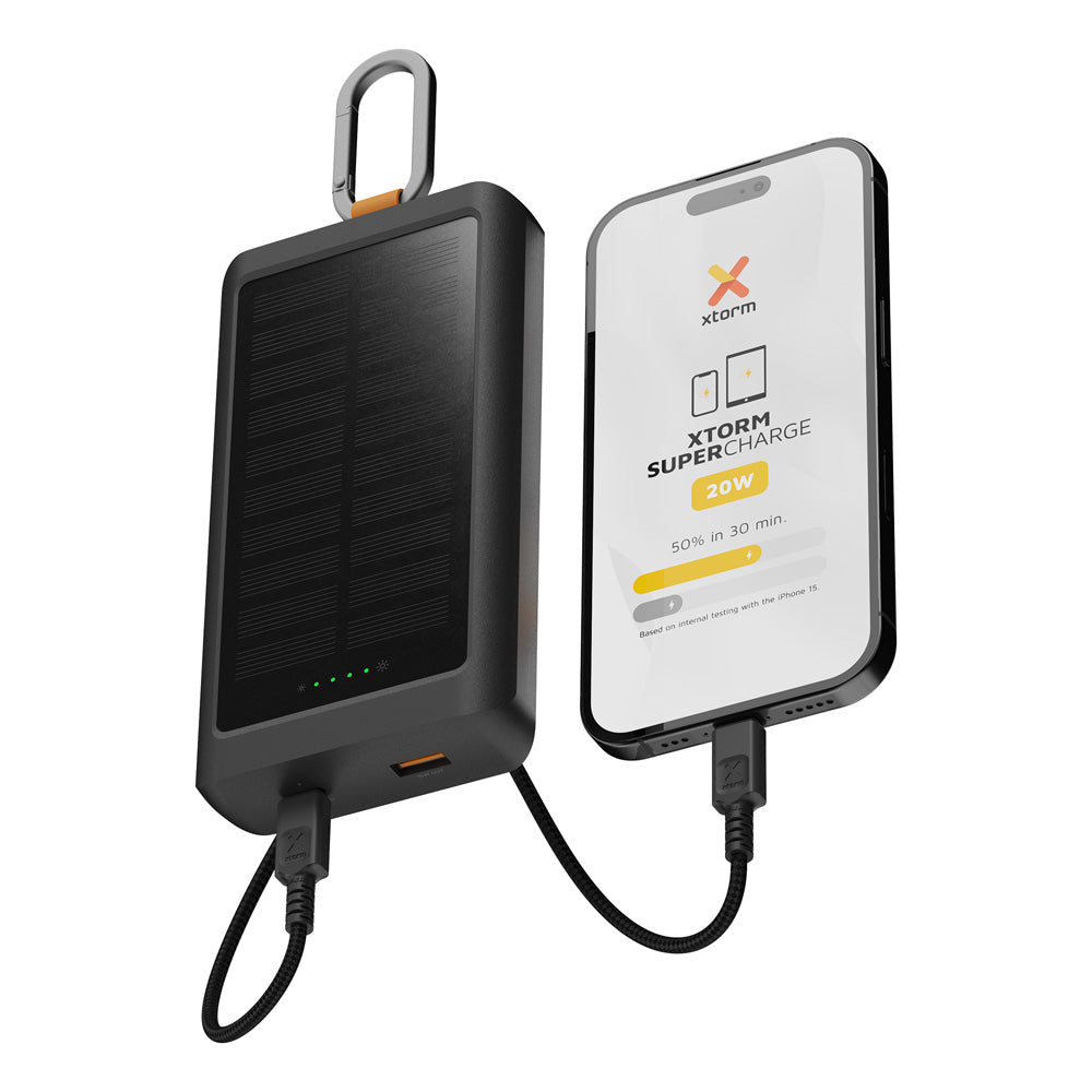Batterie externe solaire Go2 20 W 10 000 mAh Charcoal Black