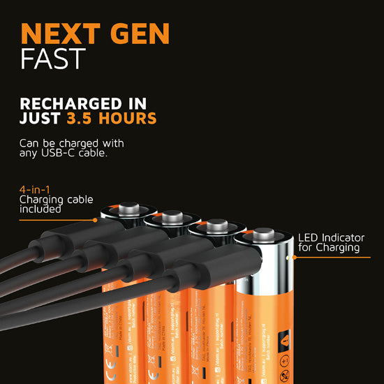Piles AA NextGen rechargeables USB-C Pack de 4