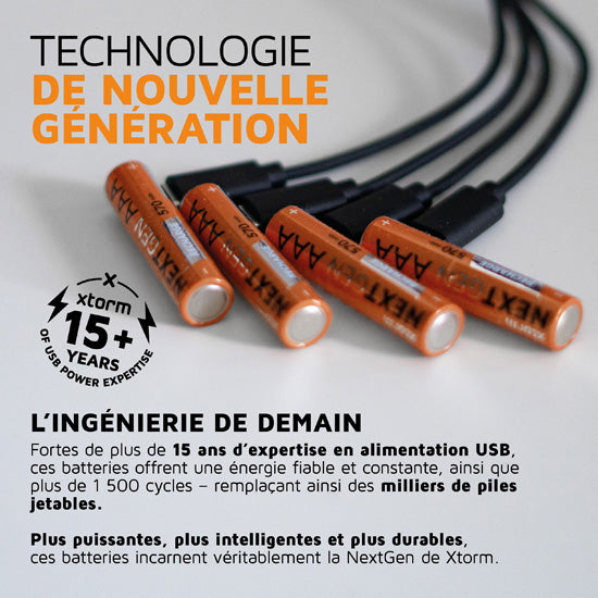 Piles AAA NextGen rechargeables USB-C Pack de 4