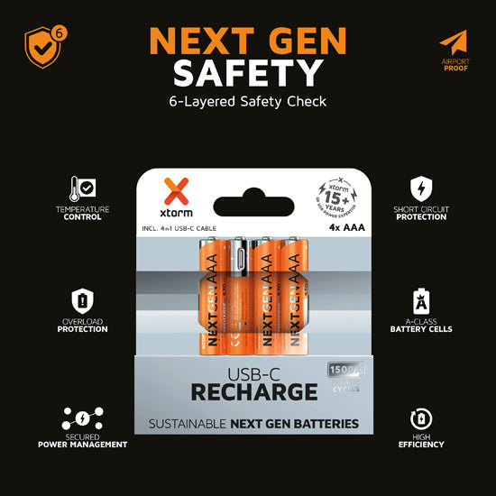 Piles AAA NextGen rechargeables USB-C Pack de 4
