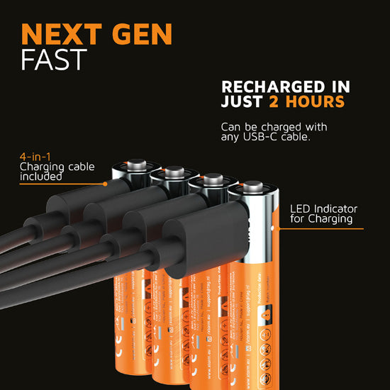 Piles AAA NextGen rechargeables USB-C Pack de 4