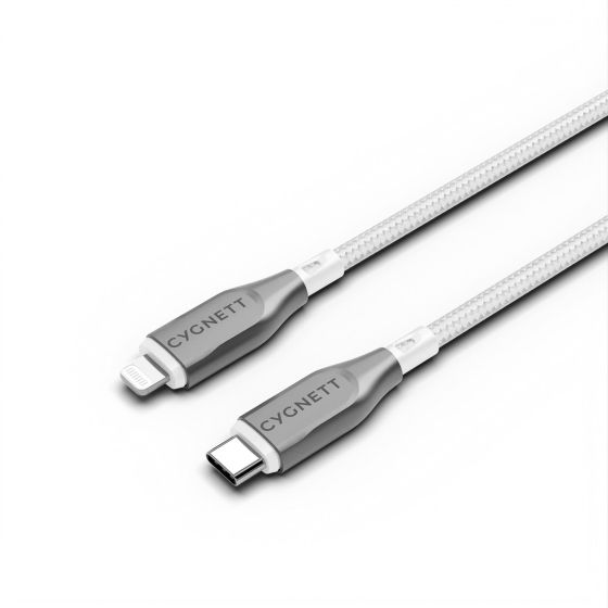 Câble Armoured Lightning vers USB-C (1m) Blanc - Cygnett