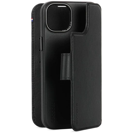 Folio Détachable MagSafe en cuir iPhone 15 Plus Noir - Decoded