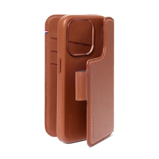 Folio Détachable MagSafe en cuir iPhone 15 Plus Tan - Decoded
