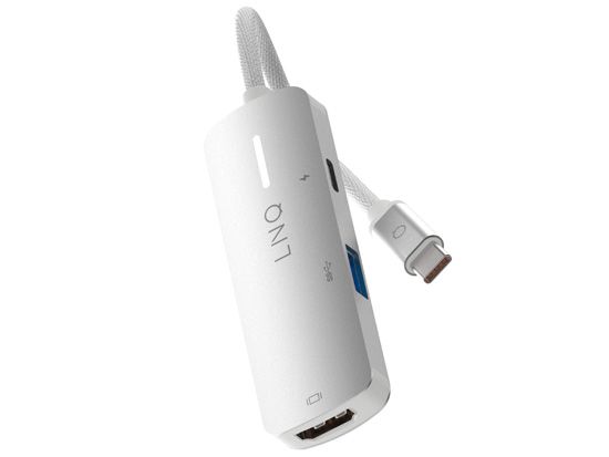 Hub multiport USB-C HDMI 3-en-1 140W Gris/Blanc - Linq