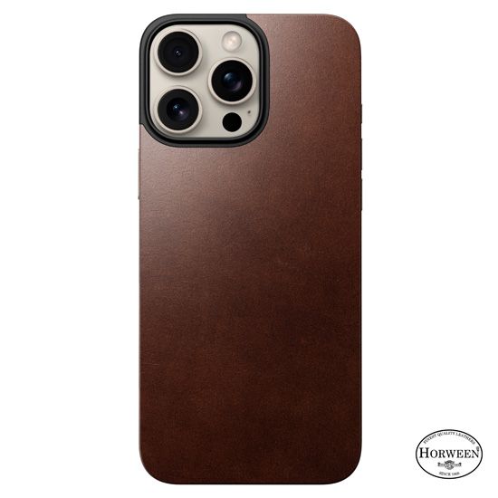 Coque arrière cuir magnétique iPhone 16 Pro Max Marron - Nomad