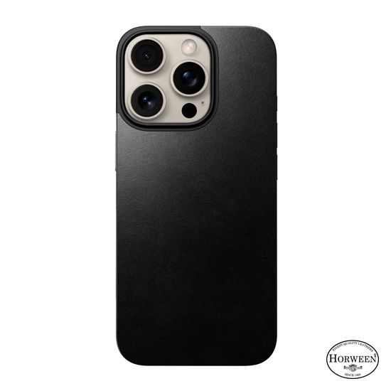 Coque arrière cuir magnétique iPhone 16 Pro Noir - Nomad