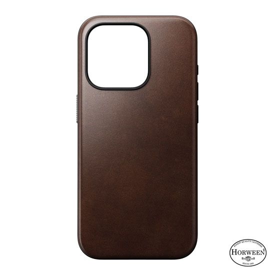 Coque Modern Cuir Horween iPhone 15 Pro Marron - Nomad