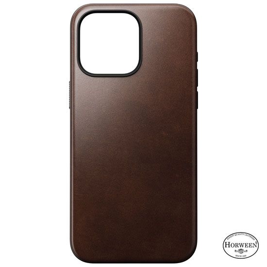 Coque Modern Cuir Horween iPhone 15 Pro Max Marron - Nomad