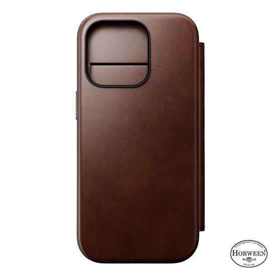 Folio Modern Cuir Horween iPhone 16 Pro Marron - Nomad