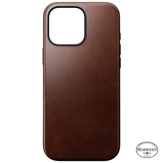 Coque Modern Cuir Horween iPhone 16 Pro Max Brown - Nomad