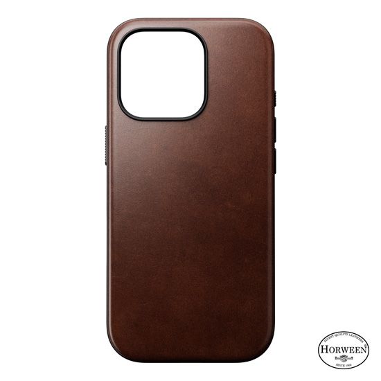 Coque Modern Cuir Horween iPhone 16 Pro Brown - Nomad