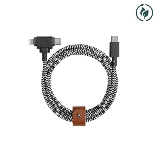 ECO Belt Câble universal USB-C vers USB-C/Lightning 1.8m Zebra - Native Union