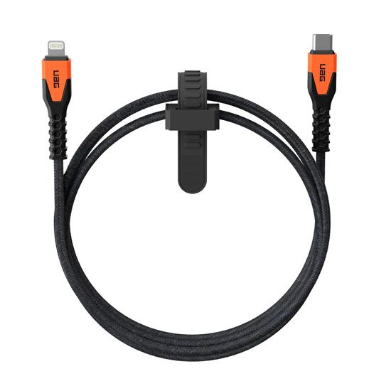 Câble Rugged USB-C vers Lightning (1,5m) Noir/Orange - UAG