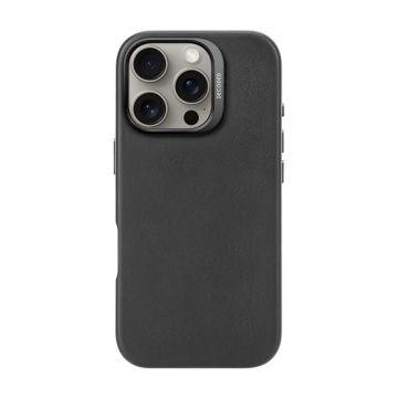 Coque en cuir iPhone 16 Pro Noir