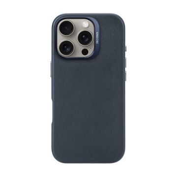 Coque en cuir iPhone 16 Pro Bleu